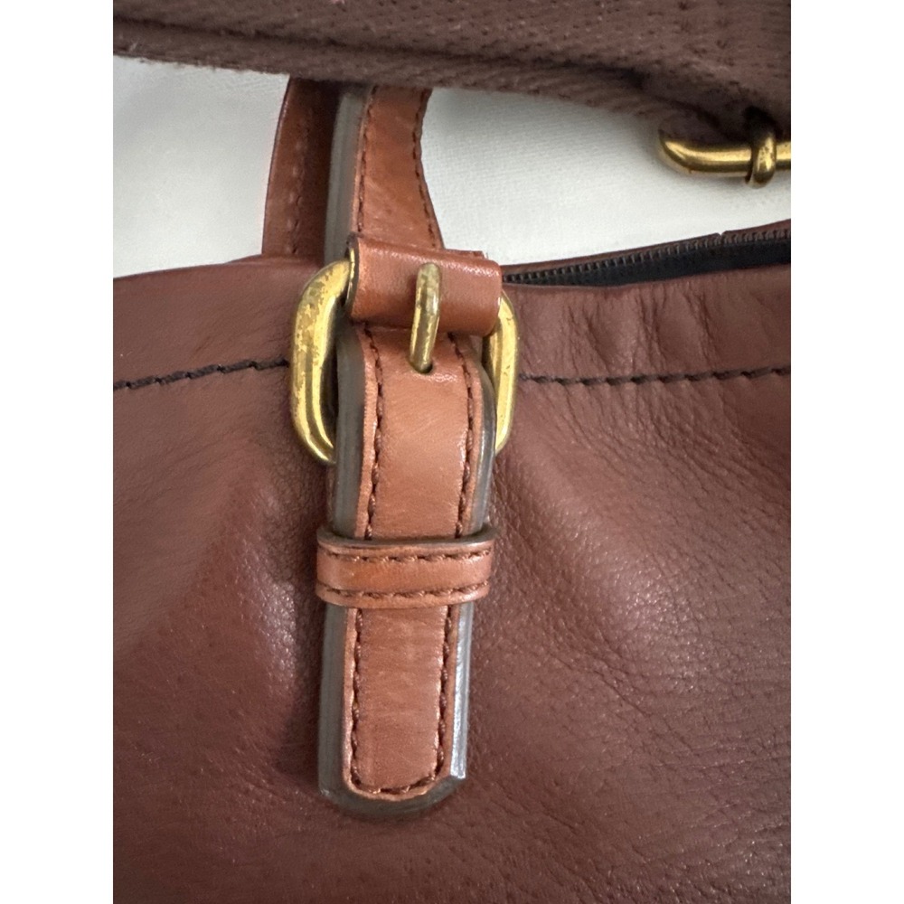FOSSIL Explorer Brown Leather Foldover Shoulder Messenger Crossbody Bag Hobo Vtg - Picture 6 of 13